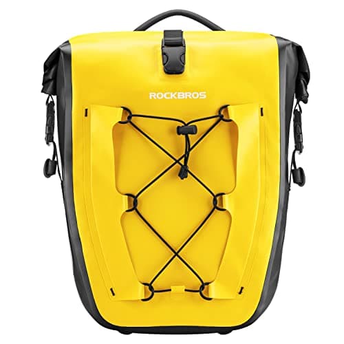 Image of ROCKBROS Bike Pannier Bag 25L-32L 100% Waterproof Rear Rack Bicycle Bag for Rear Carrier Bike Handbag for Cycling Touring Travelling Yellow
