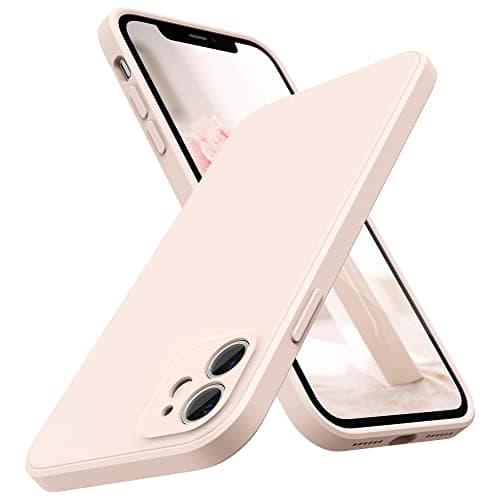 Image of SURPHY Silicone Case Compatible with iPhone 11, Rubber Silicone Cover with Flat Edge (Individual Protection for Each Lens) Case Cover for iPhone 11 6.1 Inch (Pink)