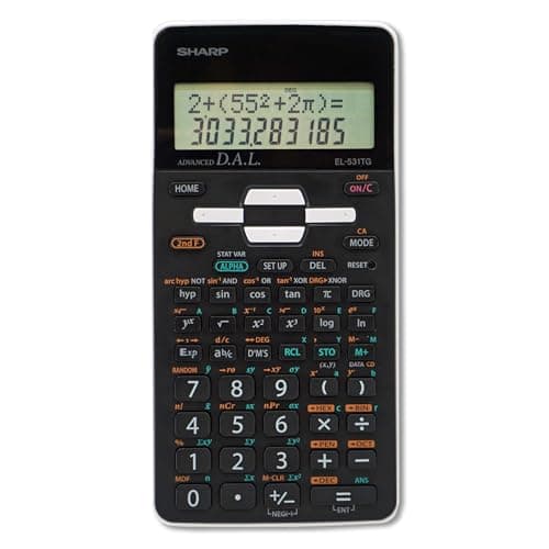 Image of Sharp EL-531TGBBW 12-Digit Scientific/Engineering Calculator with Protective Hard Cover, LCD Display, Great for Students and Professionals, Black