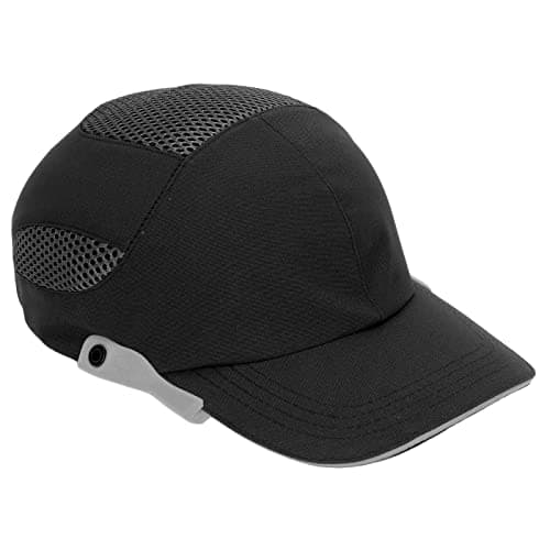 Image of Adjustable Safety Bump Cap with Peaked Brim Protective Hat for Tennis Welding - Black Gray Edge Non-Slip Lightweight Bump Cap Insert