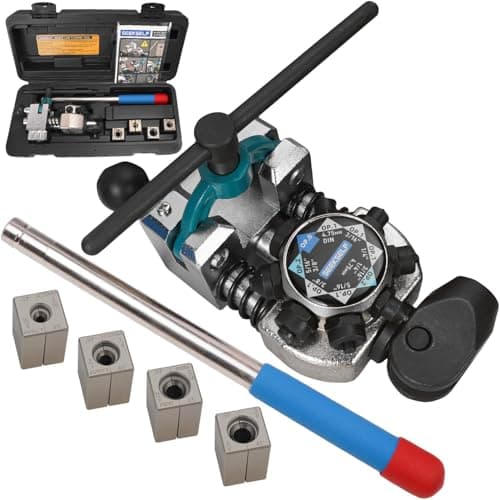 Image of SEEKSELF Professional Brake Line Flaring Tool Kit for 45 Degree Single, Double and Bubble Flares, 3/16", 1/4", 5/16", 3/8" and 4.75mm Steel Copper Metal Tubing, Black