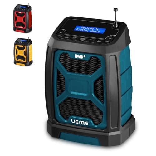 Image of UEME 5W Rugged DAB/DAB+ FM Cordless Site Radio, Bluetooth, USB Rechargeable, Blue/Black