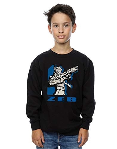 Image of Absolute Cult Star Wars Boys Rebels Zeb Sweatshirt Black 7-8 Years