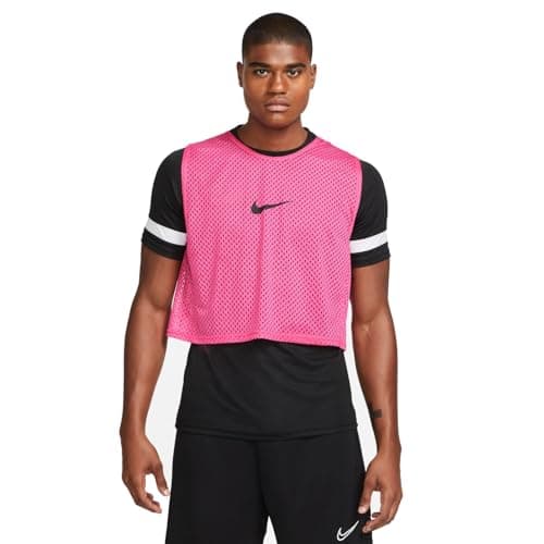 Image of NIKE DV7425-616 U NK DF PARK20BIB T-shirt Unisex VIVID PINK/BLACK Size S
