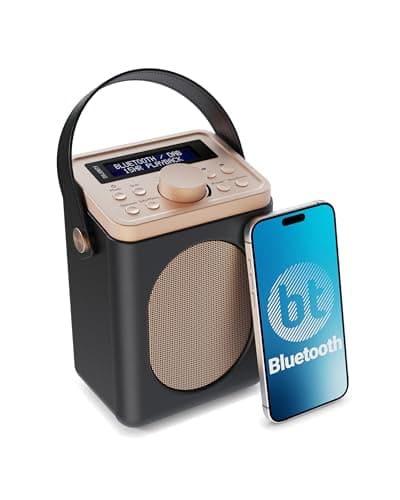 Image of Portable DAB+ Radio with Bluetooth | 15 Hour Battery Playback and Mains Powered | Dual Alarm & Snooze Function| 20+ Presets, LED Display, FM, Headphone Jack | MAJORITY Little Shelford (Black)