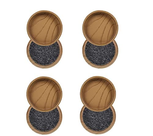 Image of Felt Floor Cups/Castors - Protect Your Wood Laminate, Wooden, Tile & Lino Floors from Scratches (8 x Light Wood Large 60mm)