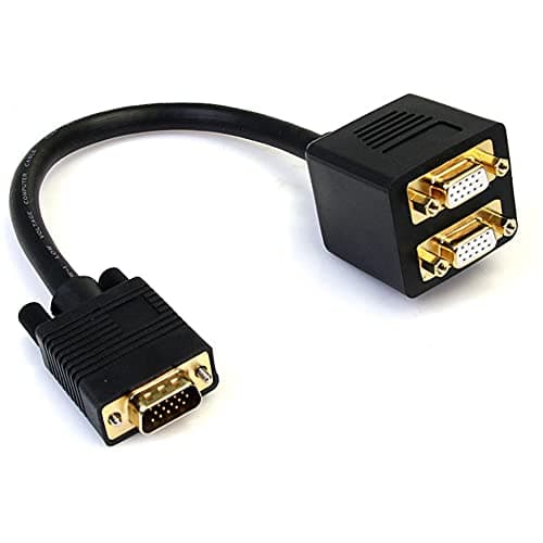 Image of StarTech.com 1 ft. VGA to VGA Splitter Cable - M/F Dual Monitor Video Cable Splitter (VGASPL1VV), Black