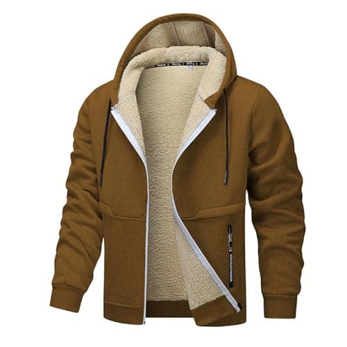 Image of Generisch 2025 Winter Jacket Men's Lined Jacket with Zip Men's Outdoor Jacket Warming Jacket Coat Winter Coat Wolf, brown, M