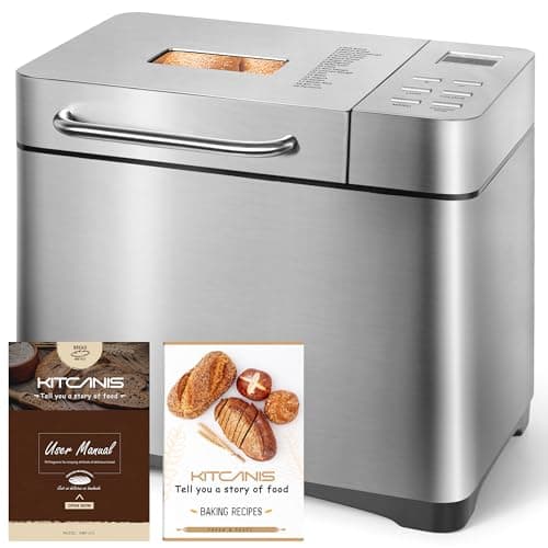Image of Bread Maker Machines 19 in 1, Stainless Steel Breadmaker with Nut Automatic Dispenser, 2.2LB Large Bread Machine, Nonstick Pan, LCD Touch Panel, Gluten Free, Dough Maker, Jam, Yogurt by KITCANIS