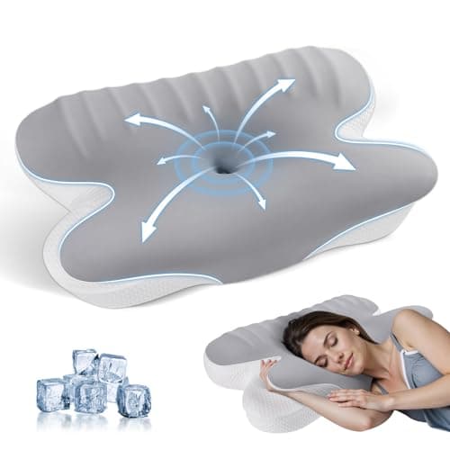 Image of JINXIA Memory Foam Pillows for Sleeping,Ergonomic Orthopedic Neck Support Pillow,Cooling Pillow with Removable Pillowcase for Side,Back, Stomach Sleepers,Dark Gray