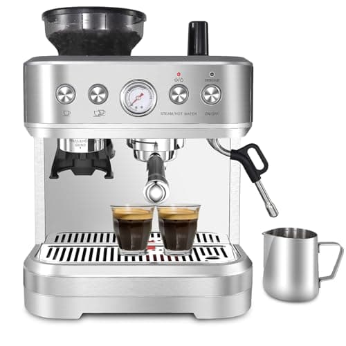 Image of Aptliton Bean to Cup Coffee Machine - Coffee Maker with Grinder and Milk Frother, 15 Bar Italian Pump - Barista Express with 2 Capacity Options for Espresso, Cappuccino & Latte