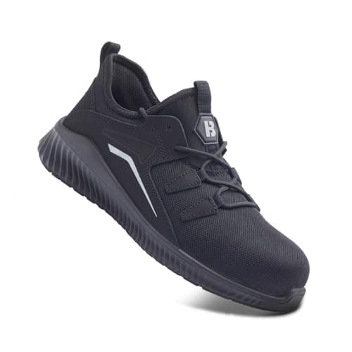 Image of Blackrock Breeze Safety Trainers Lightweight Steel Toe Work Shoes S1P SRC with Breathable Performance Mesh Upper and Slip Resistant PU Sole - Size 12 Black