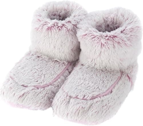 Image of FNX Warmies Microwaveable Slippers | Heatable, Warm, Comfy Indoor Boots | Plush Faux Fur - Infused with Relaxing Lavender | For Cold Feet, Pain, Relaxation & Relief | Pink, One Size Fits Most