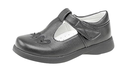 Image of Girls Touch Fastening T-bar Shoes Black Size 9 UK