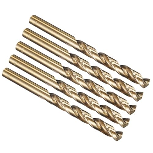 Image of PATIKIL 9mm Drill Bit, M35 Cobalt 5% High-Speed Steel Jobber Straight Shank 135° Gold Finish for Stainless Steel Hard Metal - 5 Pack