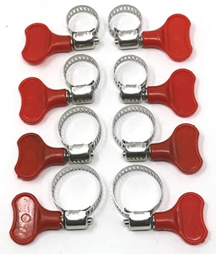 Image of fiXte 8 Piece Hose Clip Set Easy Turn Butterfly Jubilee Clips Worm Gear Stainless Steel Pipe Clamps 15mm - 25mm