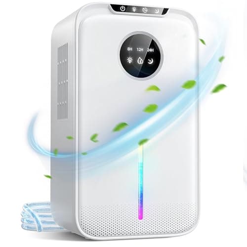 Image of Dehumidifier, 2500ML Dehumidifiers for Home, Quiet Dehumidifiers for Drying Clothes with Drainage Hose,Auto-Defrost|LED Light|Auto-off,Bathroom Dehumidifier for Basement Wardrobe Garage RV