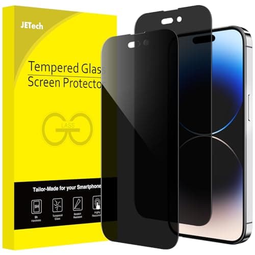 Image of JETech Privacy Full Coverage Screen Protector for iPhone 14 Pro Max 6.7-Inch, Anti-Spy Tempered Glass Film, Edge to Edge Protection Case-Friendly, 2-Pack