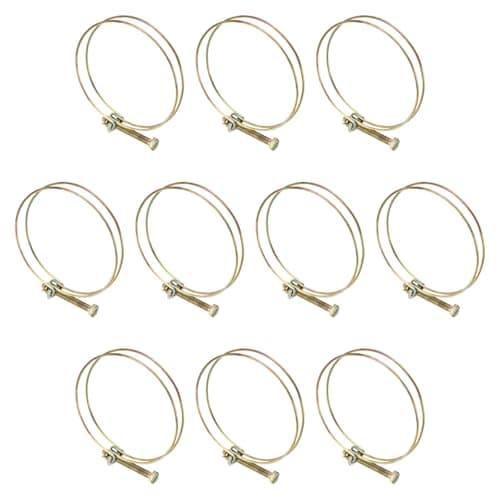 Image of sourcing map 10pcs Adjustable Double Wire Hose Clamp 84-90mm Carbon Steel Wire Hose Clips Pipe Tube Clamps for Dust Collection Rubber PVC Pool Pump Hose