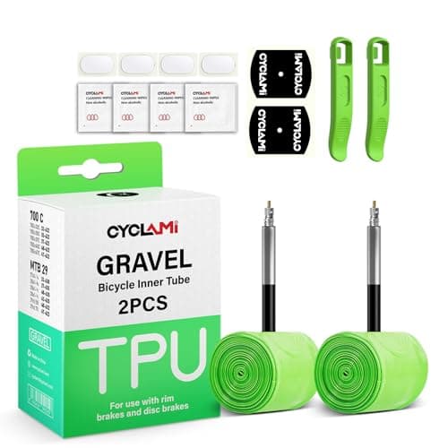 Image of CYCLAMI 2PCS TPU Gravel Inner Tube 700C x 32"-47" Gravel & 29" MTB Bike Compatible with 700 x 32C-47C Road Bike 29'' Mountain Bike,FV 45mm(Include 2 Tyre levers)