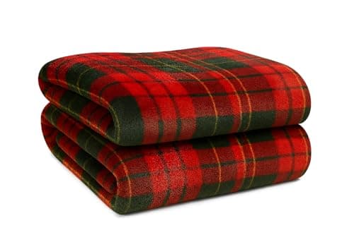 Image of Adore Home Check Flannel Fleece Throw Blanket 150x200cm Soft Warm Tartan Double Bed Sofa, Red & Green