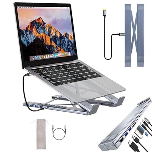 Image of 8-in-1 USB-C Laptop Stand - Universal Laptop Stand Docking Station, Adjustable Portable Laptopdocking Stationstand with 4k HDMI, 2 USB 3.0, Pd 100w (5 in 1)