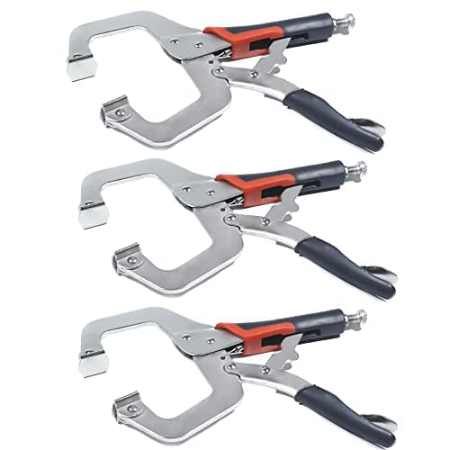 Image of 3 Pcs Metal C Clamp Locking Mole Grips, 11 inch Welding Clamps Set, Vice Grips C Clamps Face Clamps with Swivel Pads, Adjustable Fastener Quick Release Grip