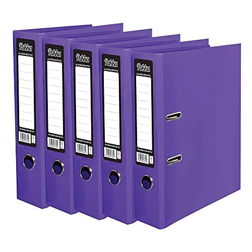 Image of 5 x Pukka A4 Glossy 2-Ring Lever Arch File School Work Office 75mm Spine File Organiser (Purple)