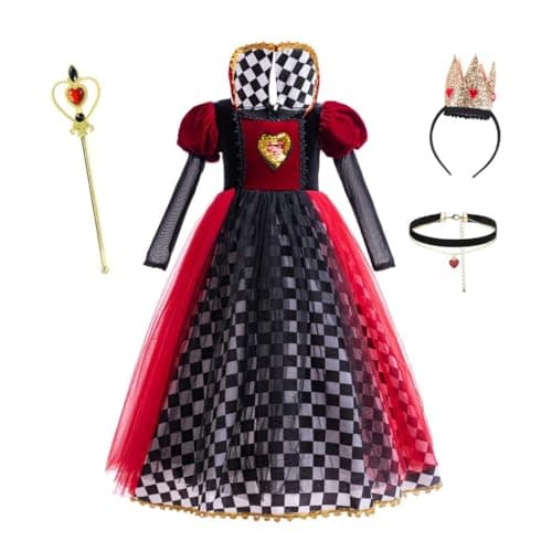 Image of Lito Angels Queen of Hearts Fancy Dress Up Princess Costume Party World Book Day Outfit with Accessories Little Kids Girls Age 12-13 Years, Red and Black (Tag Number 160)