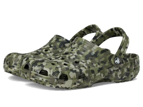 Image of Crocs Women's Classic Marbled Tie-dye Clogs, Army Green/Multi Confetti, 5 Women/3 Men