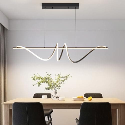 Image of Mikeru Modern 100cm Spiral Pendant with Remote Control 3000K/4500K/6500K Dimmable Dining Room Pendant Light, Brightness 10%-100% Adjustable Island Light, Height Adjustable 1.5M LED Pendant Light