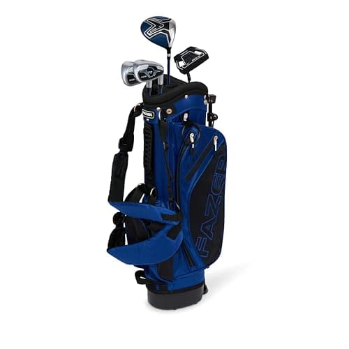 Image of Fazer Junior CTRX Blue 5‑Piece Golf Club Set with Stand Bag – Ages 6–8, Lightweight Graphite Shafts, Driver, Hybrid, Irons & Putter, 1‑Year Guarantee