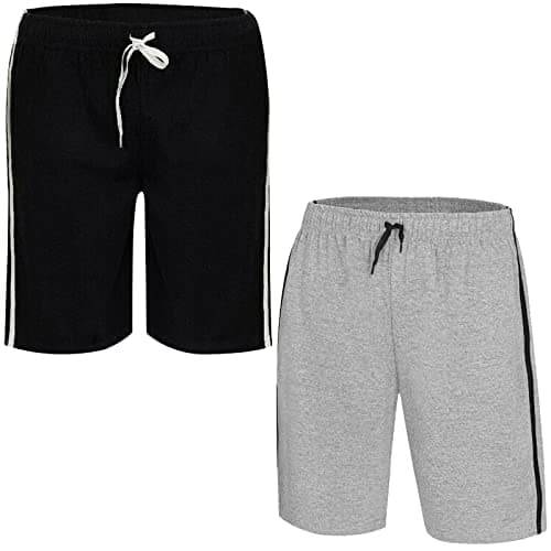 Image of True Face 2 Pack Mens Shorts Loungewear Stretch PJ Nightwear Pjyama Bottoms Sleepwear Pants Black/Grey L