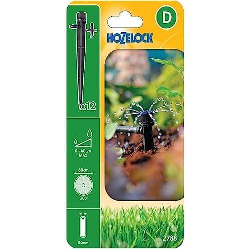 Image of HOZELOCK - Micro Sprinkler Adjustable 360° In-Line, ø 13 mm and End-of-Line ø 4 mm : Adjustable Flow 0-40 LPH, 60cm Coverage [2788 0012], Black