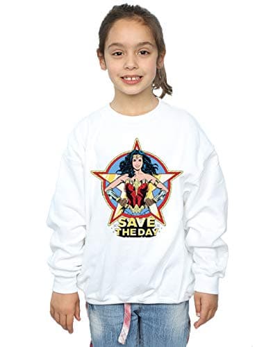 Image of Absolute Cult DC Comics Girls Wonder Woman 84 Star Design Sweatshirt White 5-6 Years