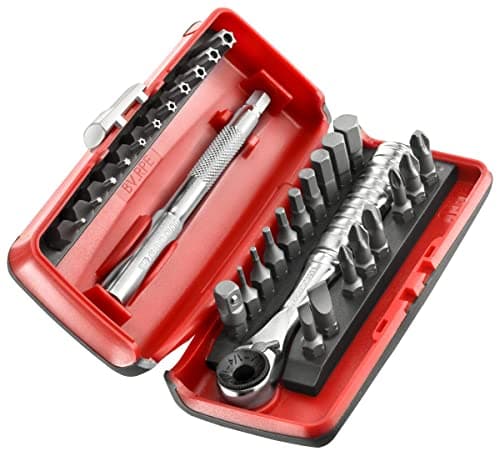 Image of FACOM - 31-Piece 1/4 Inch Bit Set - R.PEJ31-1 Ultra Compact 1/4 Inch Bit Ratchet, 1 Extension, 28 Bits, 1 Socket Bit and 1 Bi-Material Box Included