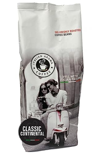 Image of Italian Aroma Coffee - 1KG - Whole Coffee Beans - CLASSIC CONTINENTAL - Very Dark and Luxurious - Traditional Italian Coffee Flavour