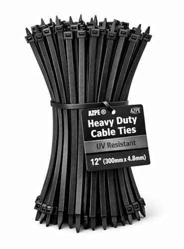 Image of 100 Cable Ties Black 12inch, Extra Wide 300mm x 4.8mm Heavy Duty Nylon Zip Ties, UV Resistant for Indoor & Outdoor Use