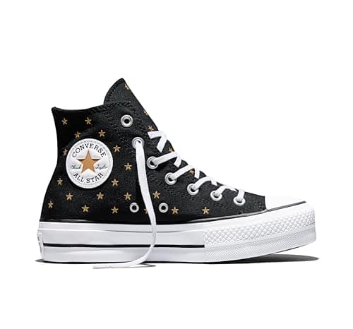 Image of Converse Chuck Taylor All Star Lift Platform Embroided Stars Platform Trainers, black, 39 EU