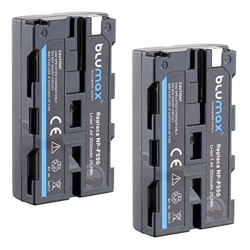 Image of 2 x Blumax Battery Compatible with Sony NP-F550 / NP-F530 / NP-F570 | 3500 mAh - LG Cell (Blackmagic NP-F570) - Also for Various Flashes Video Lights Field Monitors