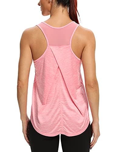 Image of Dawnrole Workout Tank Tops Women Gym Sport Sleeveless Running Tops Yoga Shirts Pink