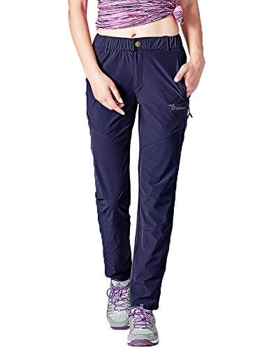 Image of YSENTO Womens Walking Trousers - Waterproof Outdoor Summer Lightweight Hiking Climbing Pants with Zip Pockets(Dark Blue,L)