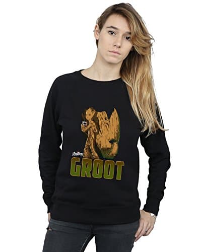 Image of Marvel Women's Avengers Infinity War Groot Character Sweatshirt Black Medium