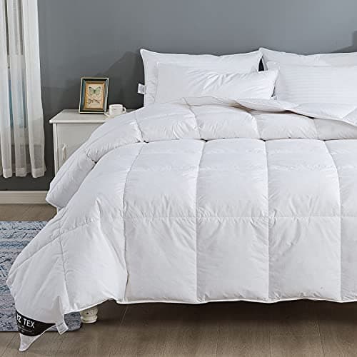 Image of King Size Duvet - 13.5 Tog Luxurious 50% Goose Feather & 50% Down Quilt, Hotel Quality Warm Winter King Size Bed Duvet, 100% Cotton Shell