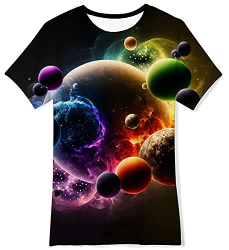 Image of Kids4ever Boys Girls T Shirt 3D Printed T-Shirt Space Tshirt for Kids Children Crewneck Short Sleeve Tees Shirts Summer Tops 6-8 Years