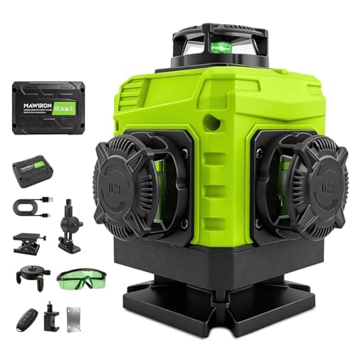 Image of Laser Level with Tripod Self-Leveling 4 x 360°, 4D 16 Lines Lazer Level Tool, Green Laser Spirit Levels with 4 Bracket, Remote Control, Pulse Mode, IP54 Waterproof (with 1pc 800mAh Battery)