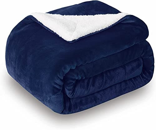 Image of SOCHOW Sherpa Fleece Throw Blanket, Double-Sided Super Soft Luxurious Plush Blanket 228cm×228cm, Navy Blue