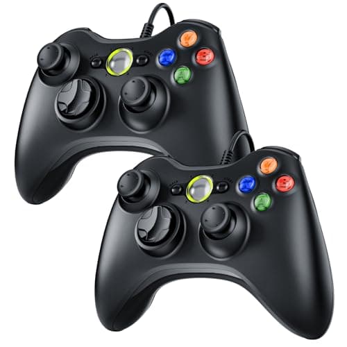 Image of Zexrow Xbox 360 Wired Controller 2 Pack – Gamepad for Xbox 360 & Windows PC 10/8/7/XP, USB Wired PC Controller with Dual Vibration, Upgraded Design Ergonomic, Plug-and-Play, No Battery Needed