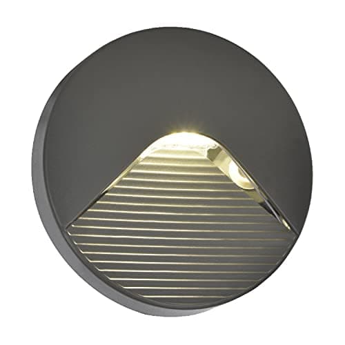 Image of LED Anthracite Outdoor Surface Mounted Round Eyelid Brick Light | 2W LED - 180 Lumens - 4000k Cool White | 128mm Diameter | IP65 Rated | 240V | Eyelid Diffuser