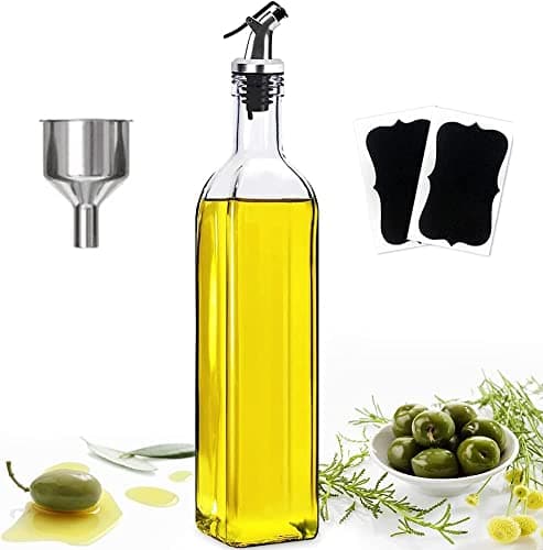 Image of Milukon Oil Dispenser Olive Oil Bottle Drizzler 500ml/17OZ, Lead-Free Glass, for Cooking, Vinegar, Soy Etc (1 PCS)